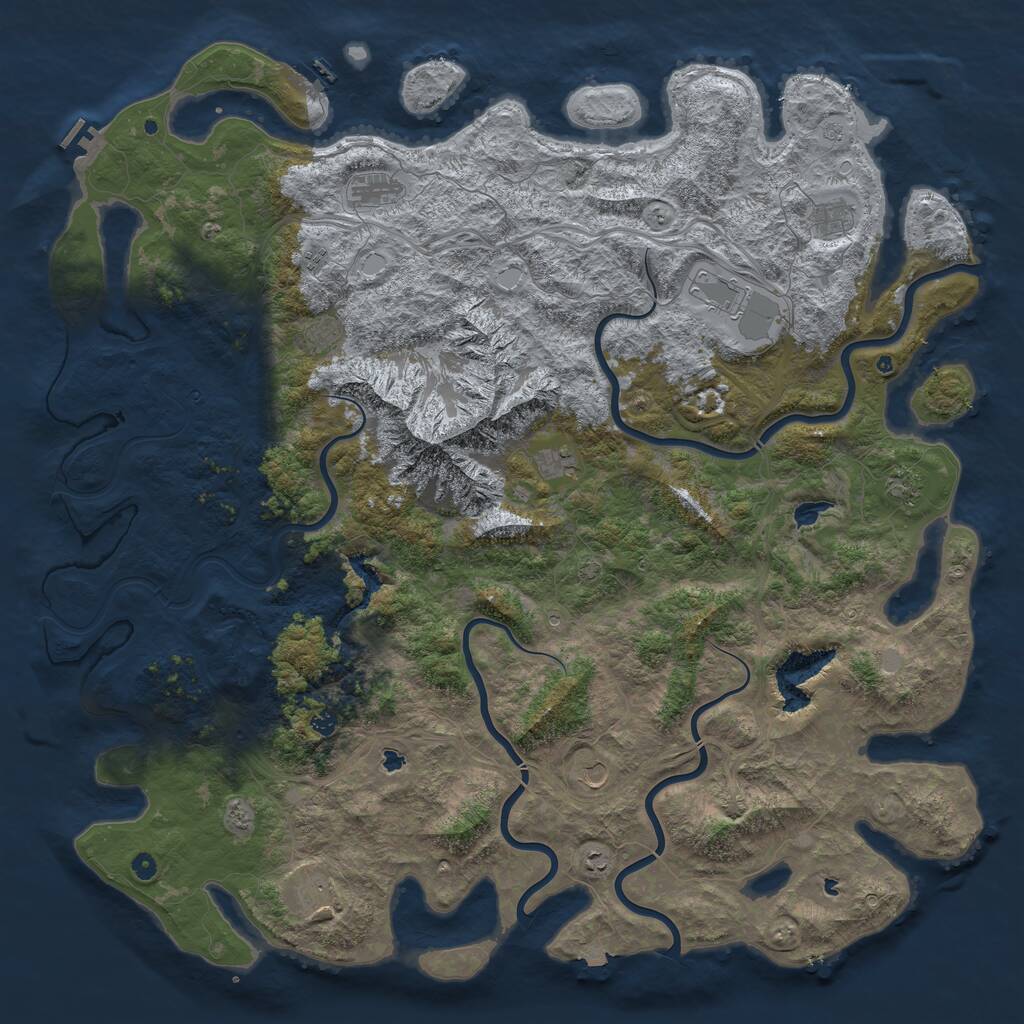 Rust Map: Procedural Map, Size: 6000, Seed: 45475, 17 Monuments