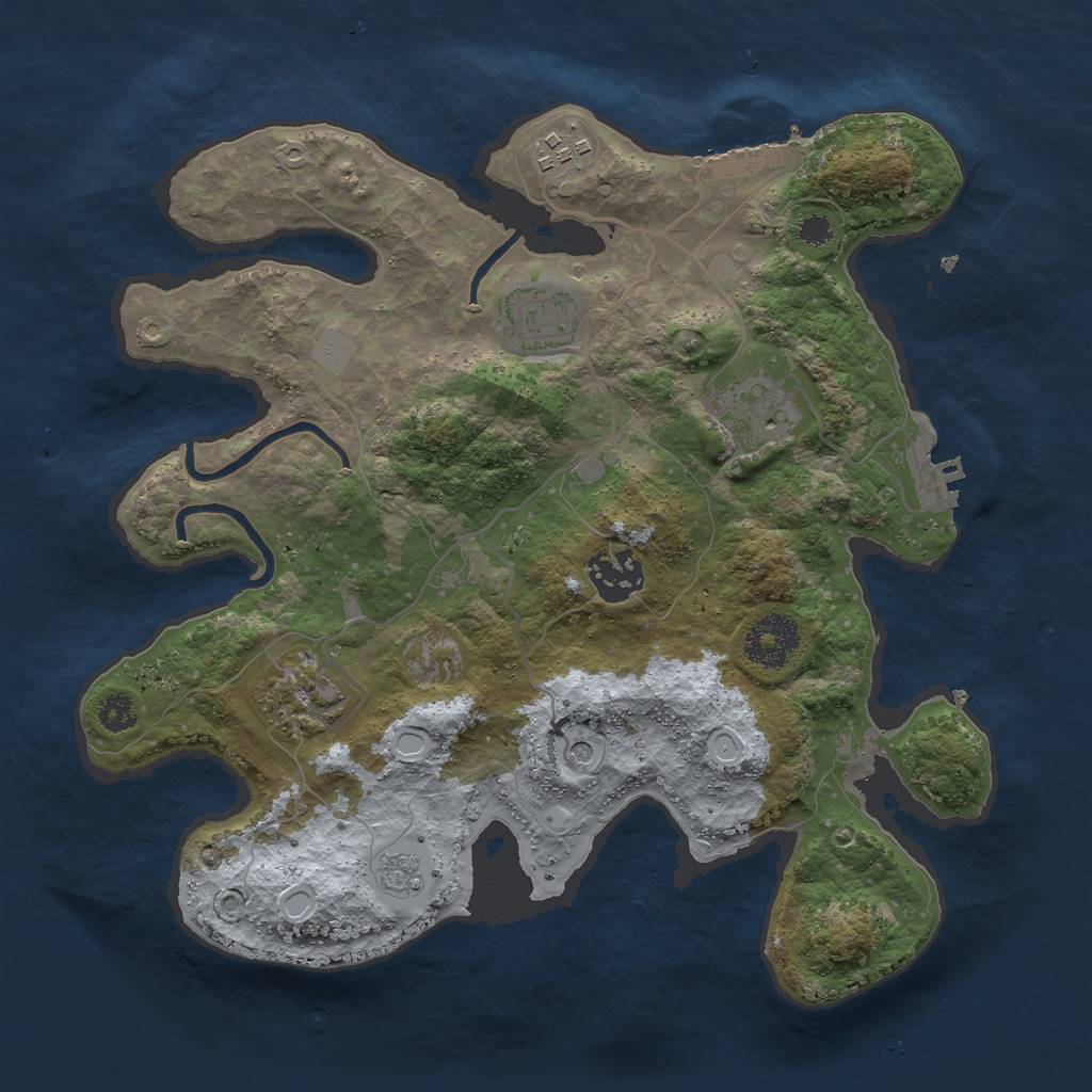 Rust Map: Procedural Map, Size: 3000, Seed: 75000, 12 Monuments