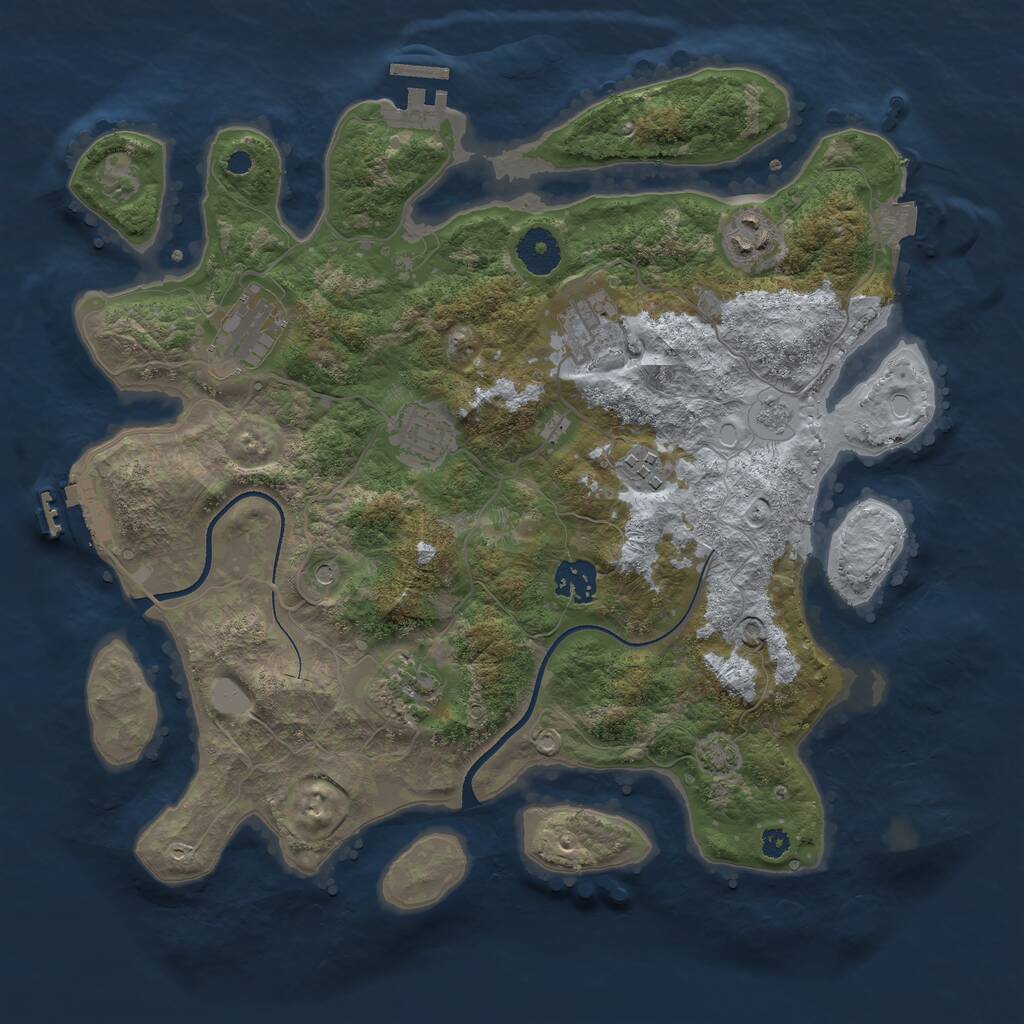 Rust Map: Procedural Map, Size: 3500, Seed: 22010384, 13 Monuments