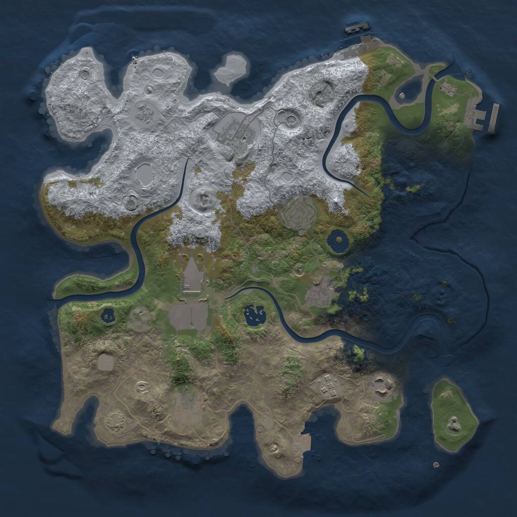 Rust Map: Procedural Map, Size: 3500, Seed: 1460084650, 14 Monuments