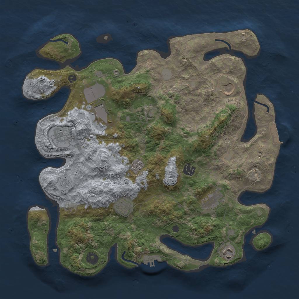 Rust Map: Procedural Map, Size: 3700, Seed: 121416, 16 Monuments