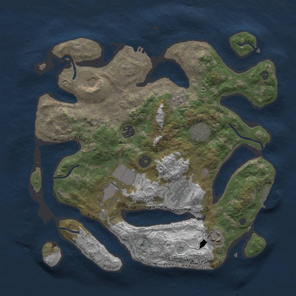 Rust Map: Procedural Map, Size: 3500, Seed: 1138912599, 15 Monuments