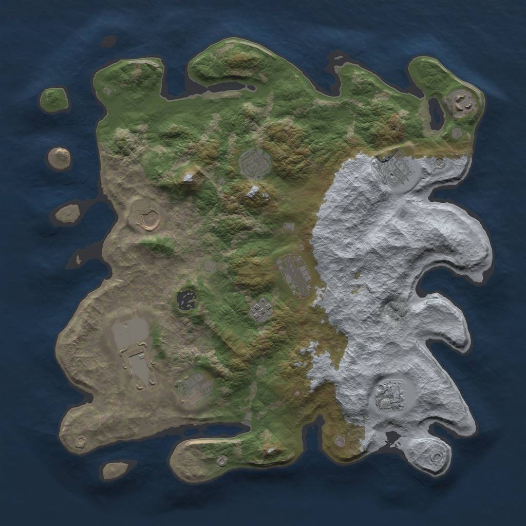Rust Map: Barren, Size: 3876, Seed: 1718363174, 13 Monuments