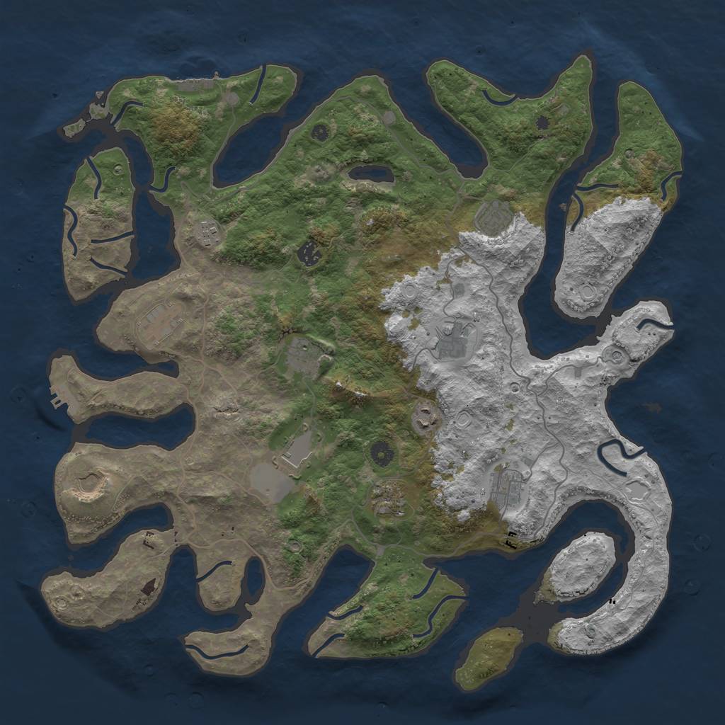 Rust Map: Procedural Map, Size: 4500, Seed: 1988208842, 19 Monuments