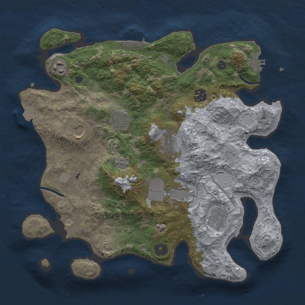 Rust Map: Procedural Map, Size: 3500, Seed: 1553595543, 16 Monuments