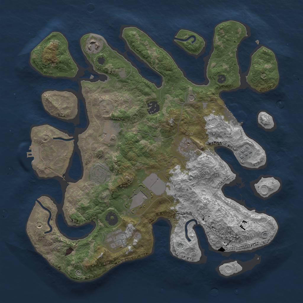 Rust Map: Procedural Map, Size: 3500, Seed: 153427989, 16 Monuments