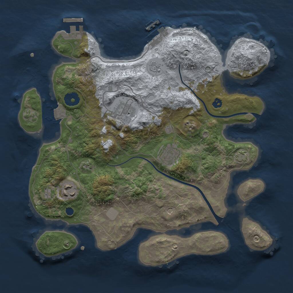 Rust Map: Procedural Map, Size: 3000, Seed: 1440513377, 9 Monuments