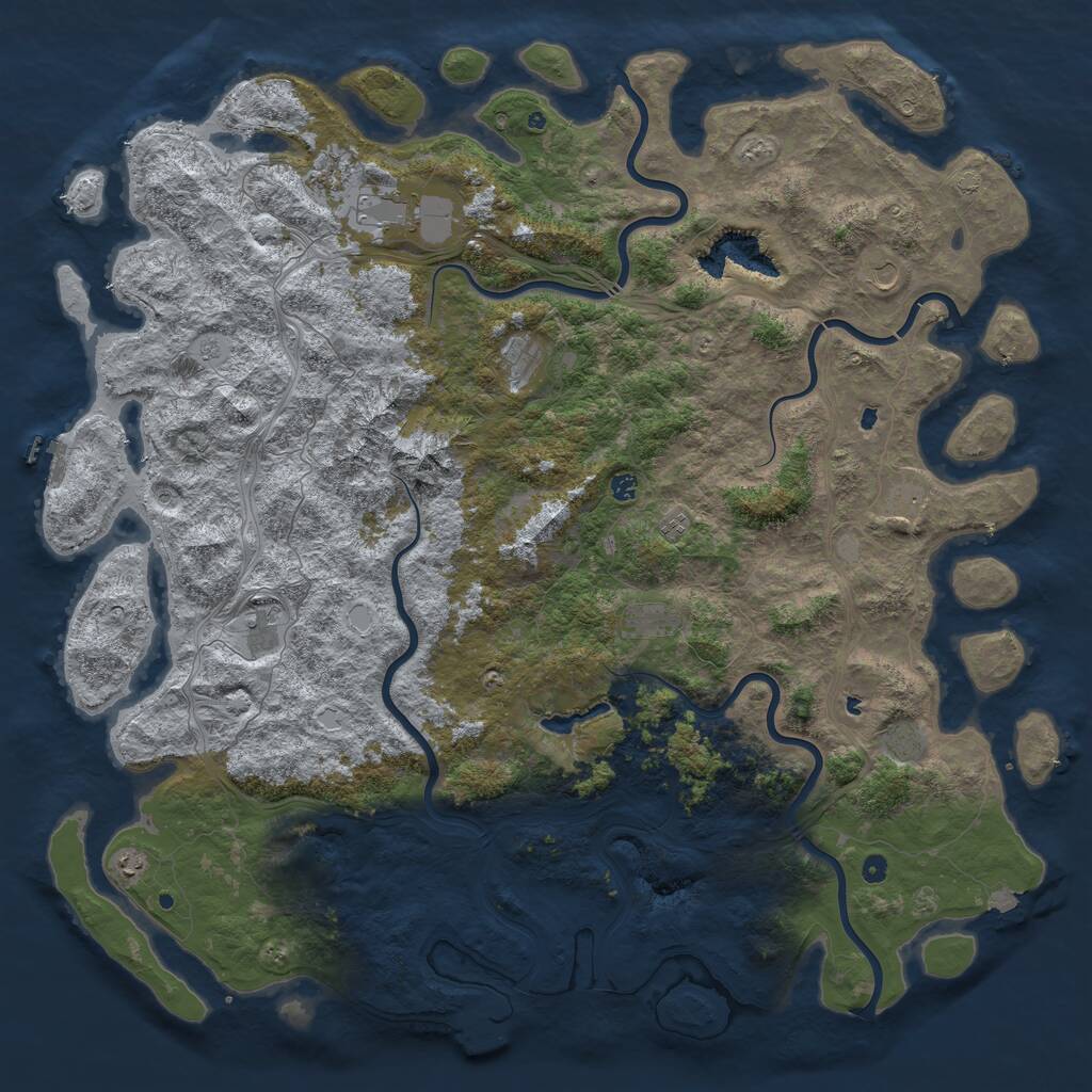 Rust Map: Procedural Map, Size: 6000, Seed: 86183952, 17 Monuments