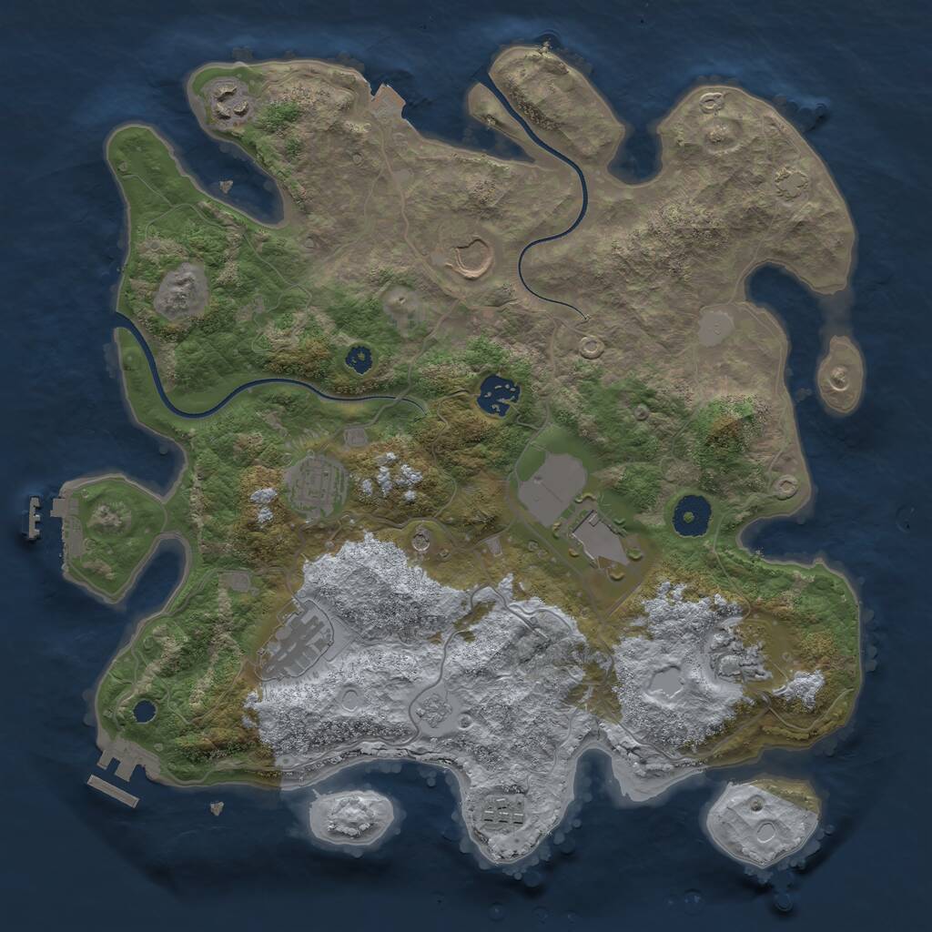 Rust Map: Procedural Map, Size: 3500, Seed: 1265655659, 14 Monuments