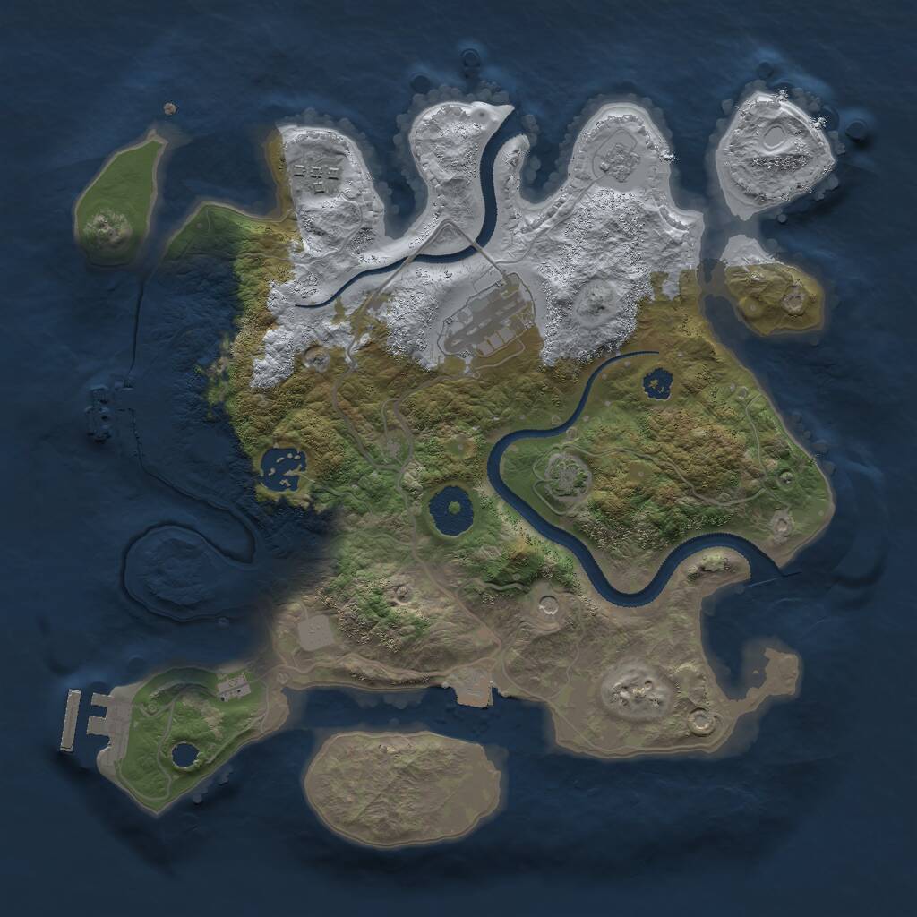 Rust Map: Procedural Map, Size: 3000, Seed: 375317480, 9 Monuments