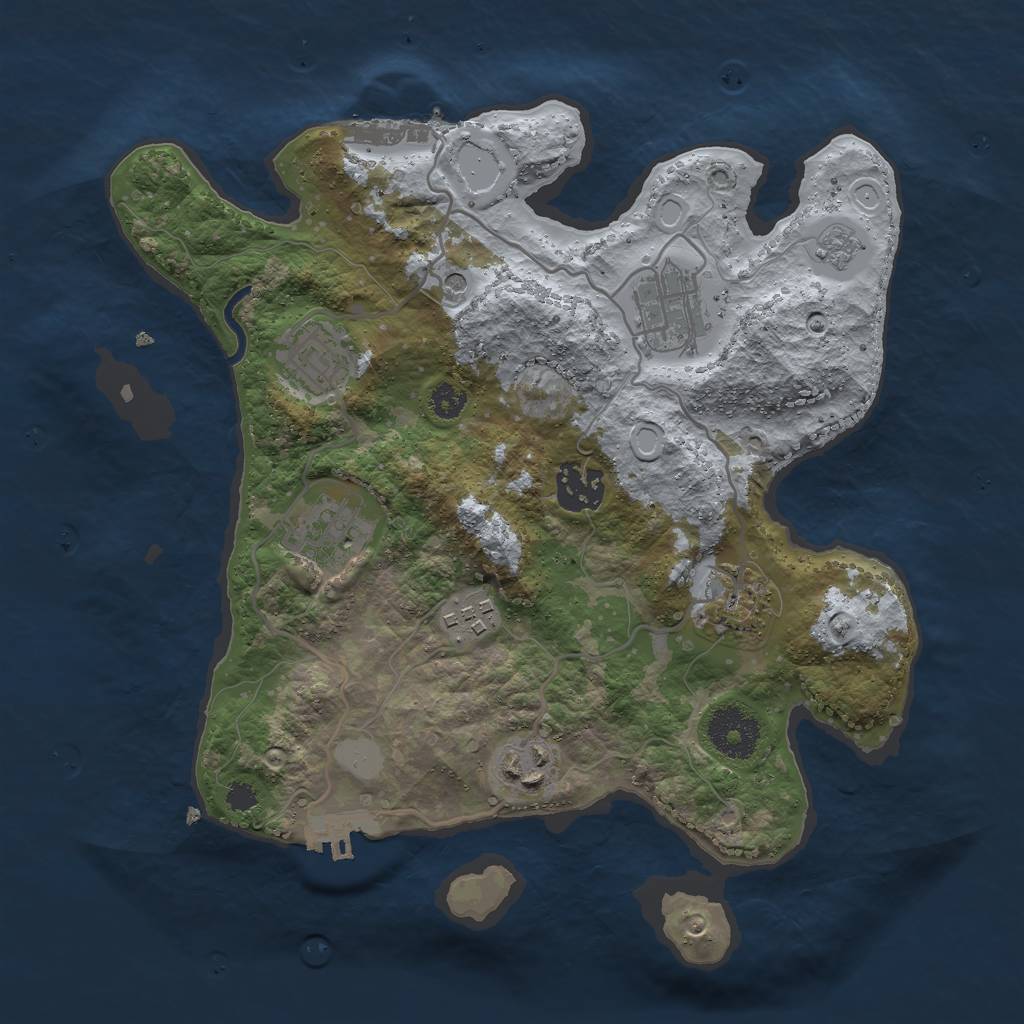 Rust Map: Procedural Map, Size: 3000, Seed: 377417789, 14 Monuments
