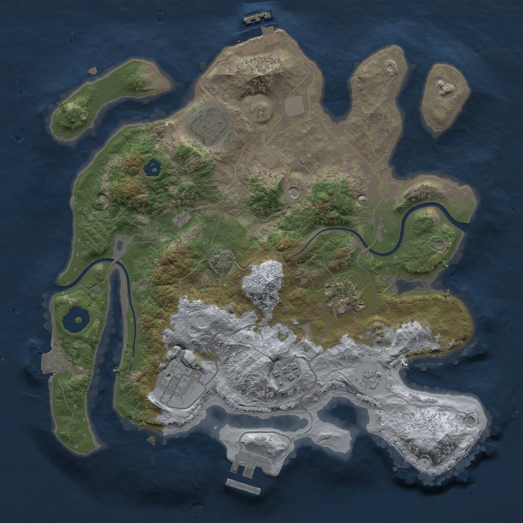 Rust Map: Procedural Map, Size: 3000, Seed: 14802821, 10 Monuments