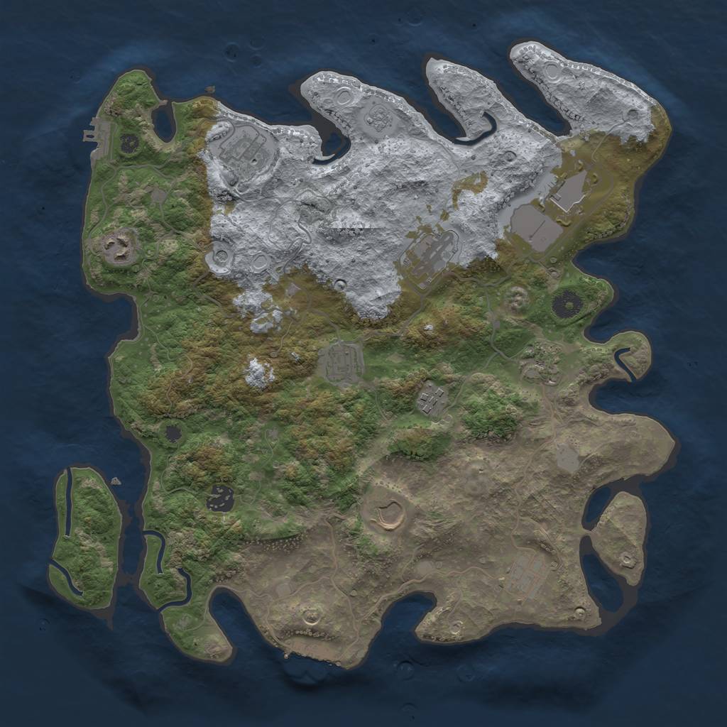 Rust Map: Procedural Map, Size: 3850, Seed: 1664632412, 17 Monuments