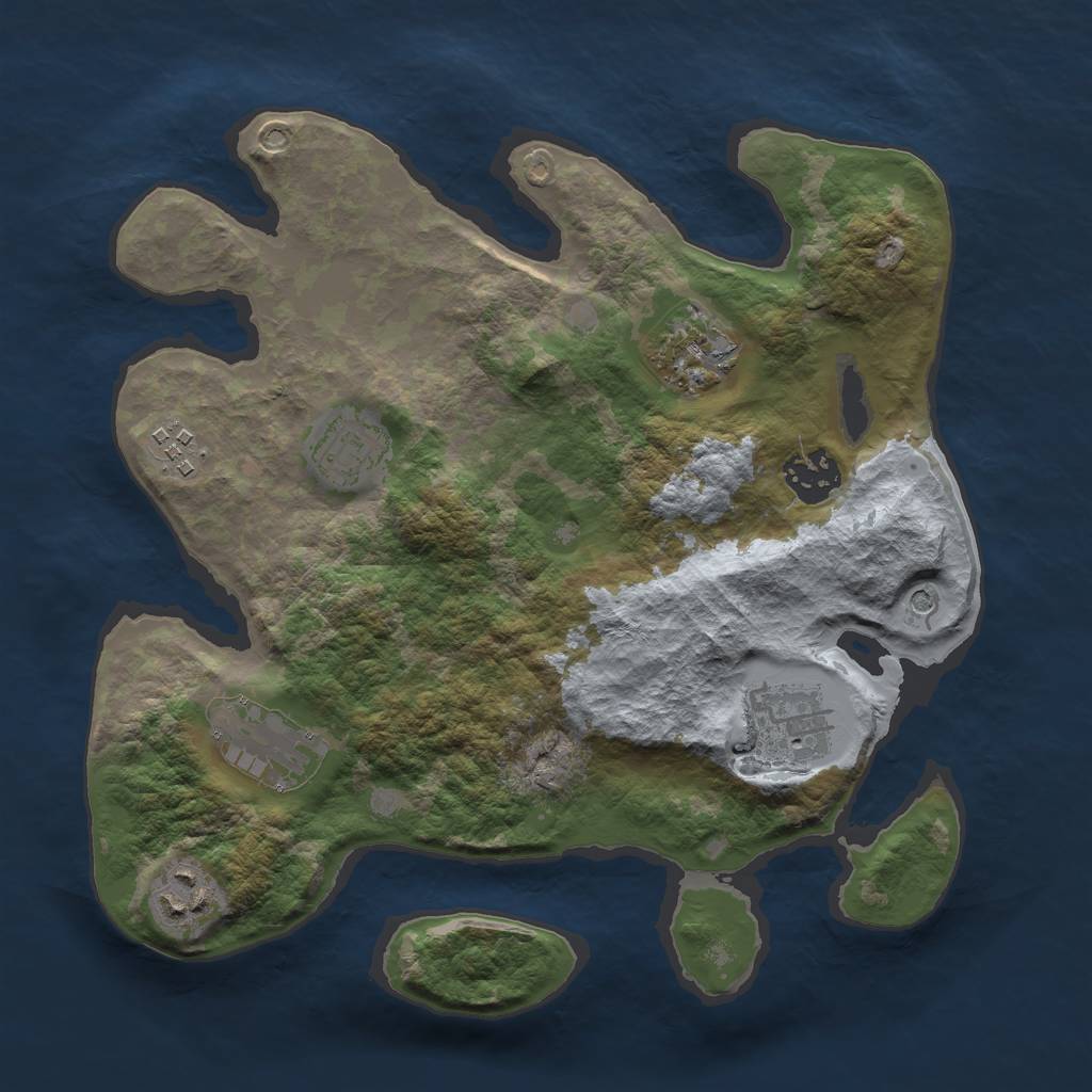 Rust Map: Barren, Size: 3000, Seed: 34, 10 Monuments