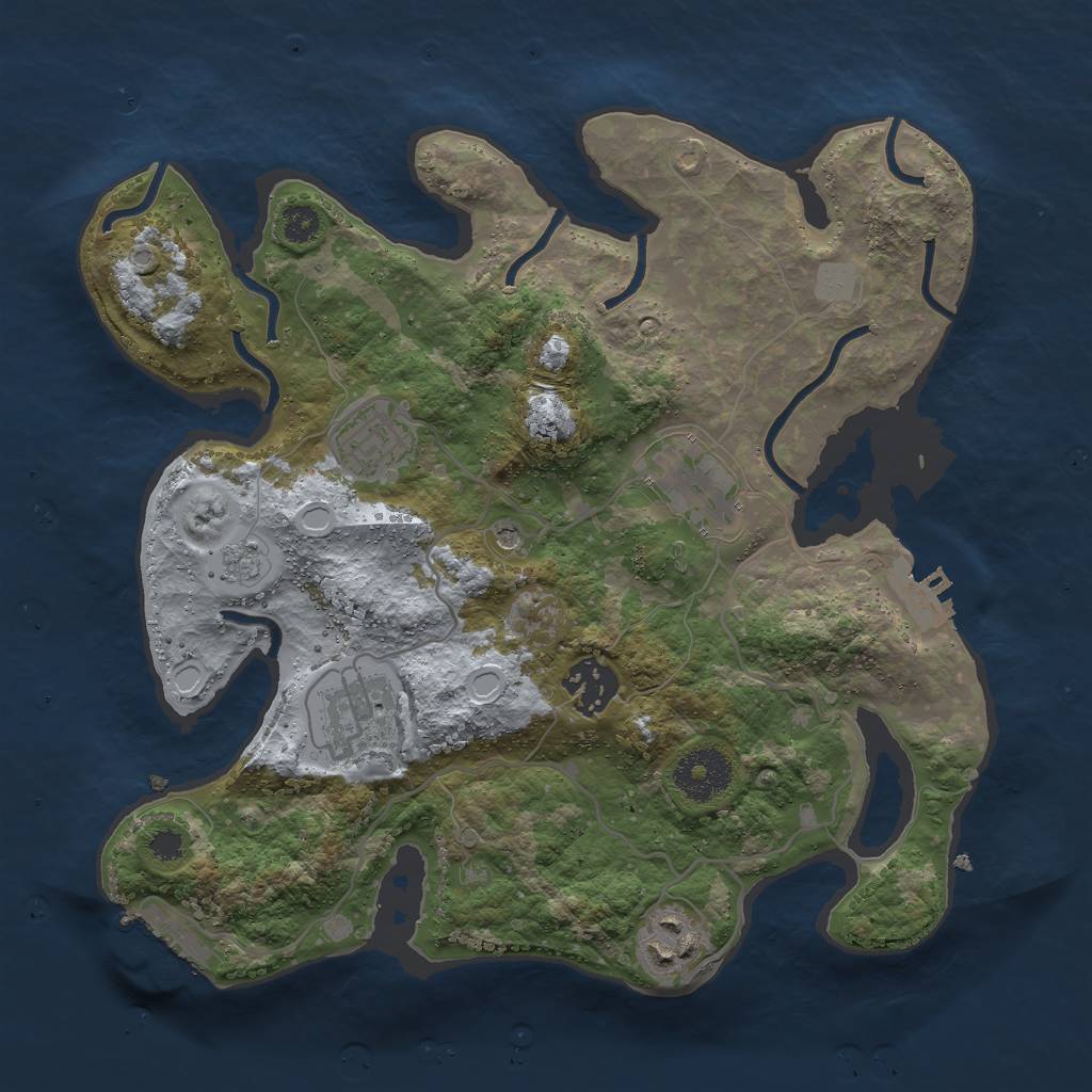 Rust Map: Procedural Map, Size: 3000, Seed: 970262, 12 Monuments