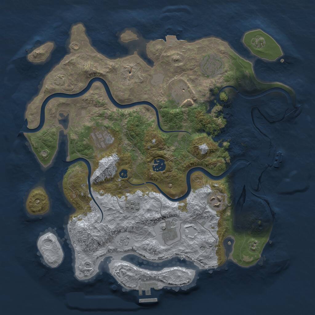 Rust Map: Procedural Map, Size: 3500, Seed: 9732937, 13 Monuments