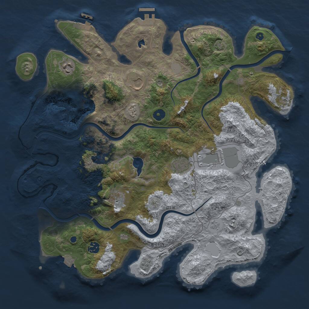 Rust Map: Procedural Map, Size: 4000, Seed: 1361059706, 13 Monuments