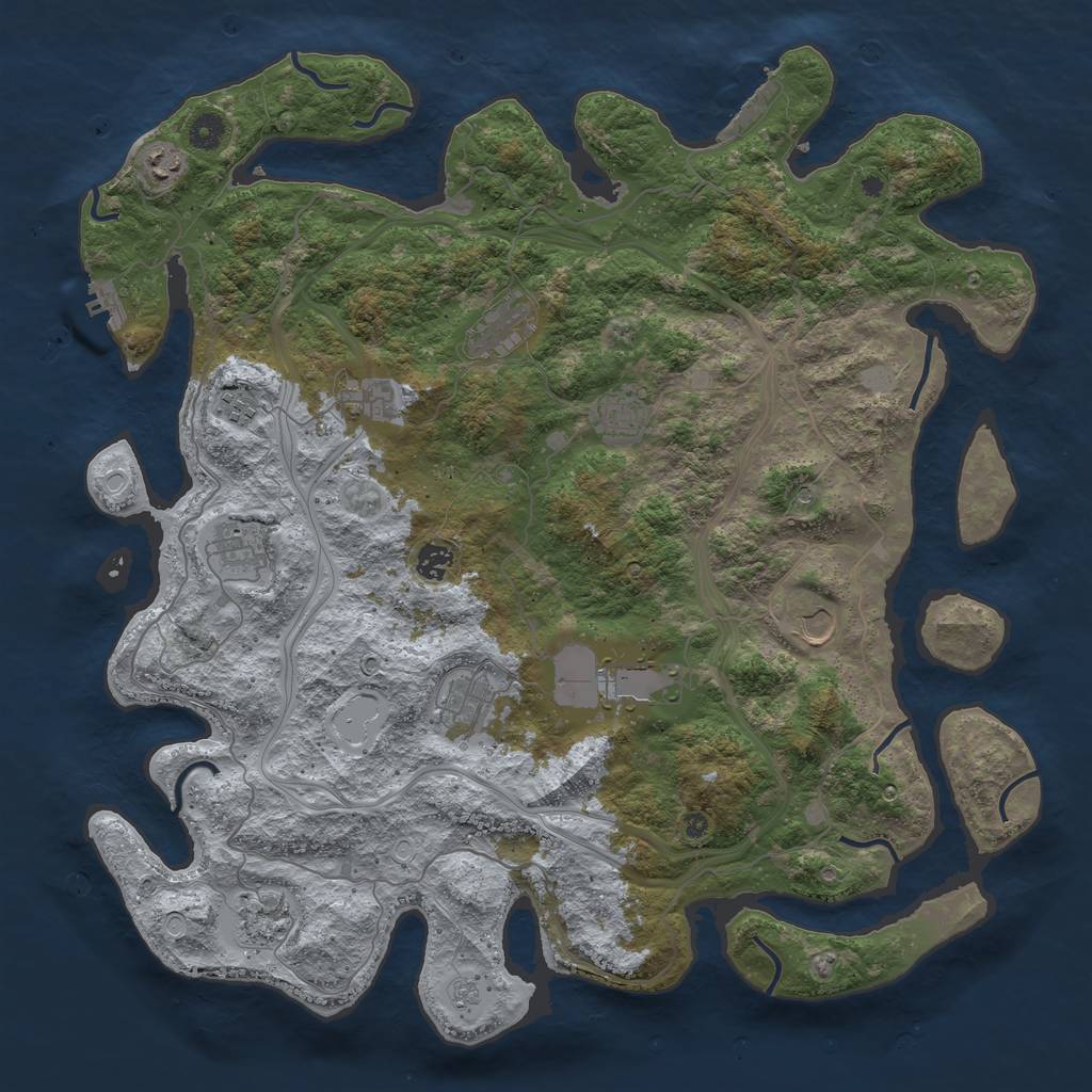 Rust Map: Procedural Map, Size: 4500, Seed: 987024460, 18 Monuments