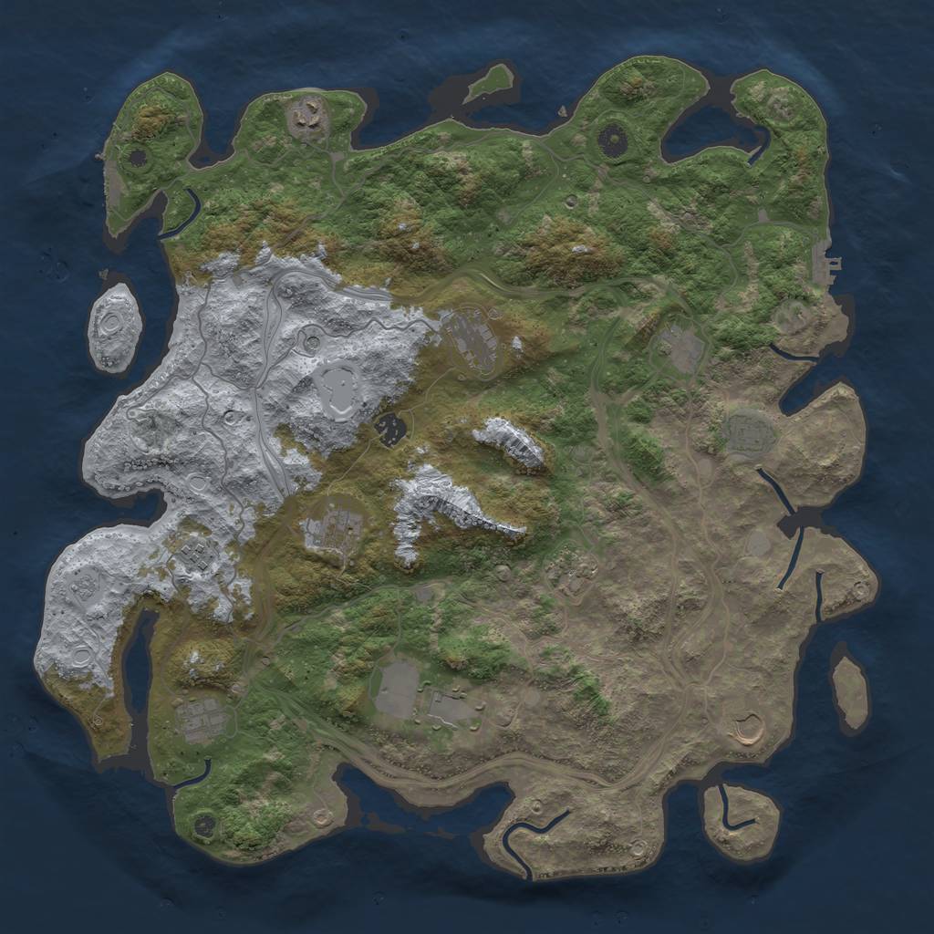 Rust Map: Procedural Map, Size: 4500, Seed: 1574160188, 18 Monuments