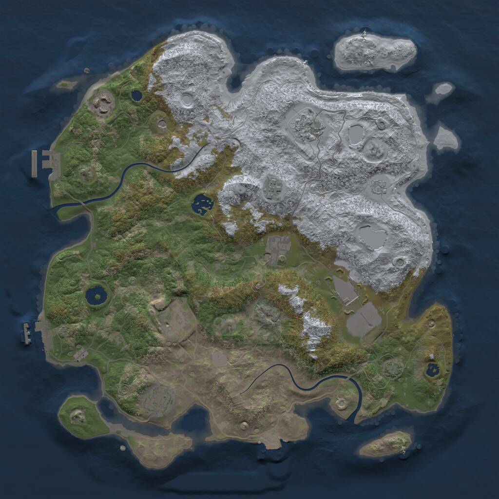 Rust Map: Procedural Map, Size: 3700, Seed: 1369637785, 14 Monuments