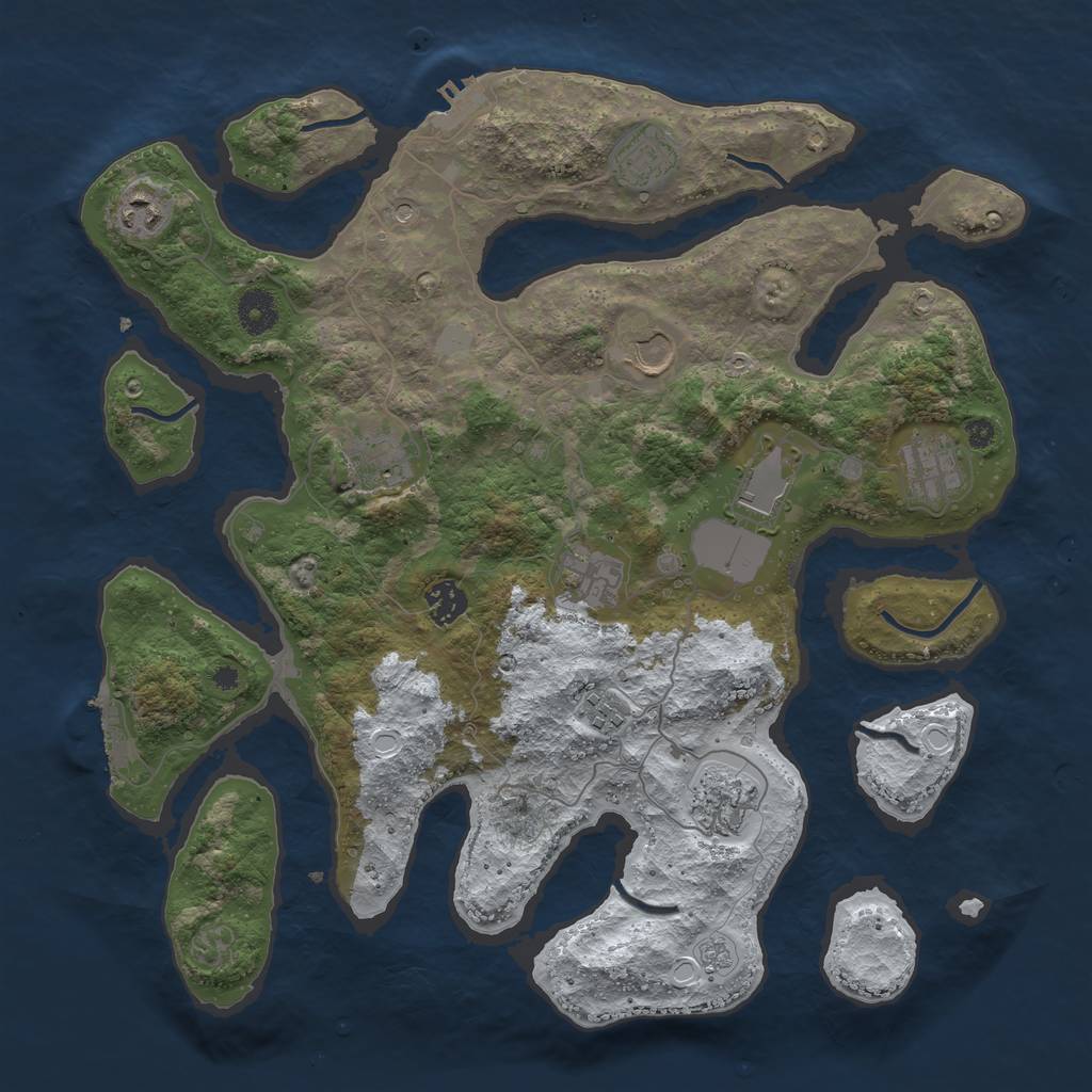 Rust Map: Procedural Map, Size: 3850, Seed: 1047081997, 19 Monuments
