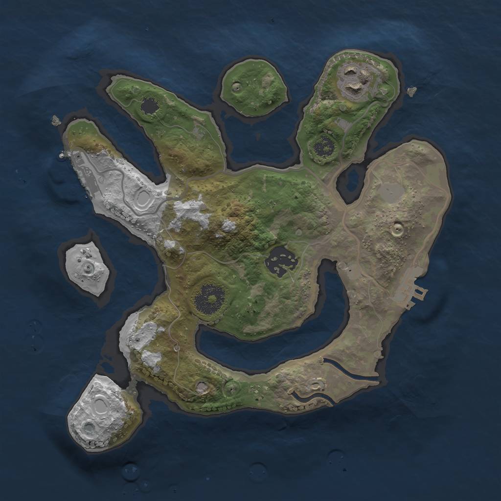 Rust Map: Procedural Map, Size: 2500, Seed: 54683, 9 Monuments