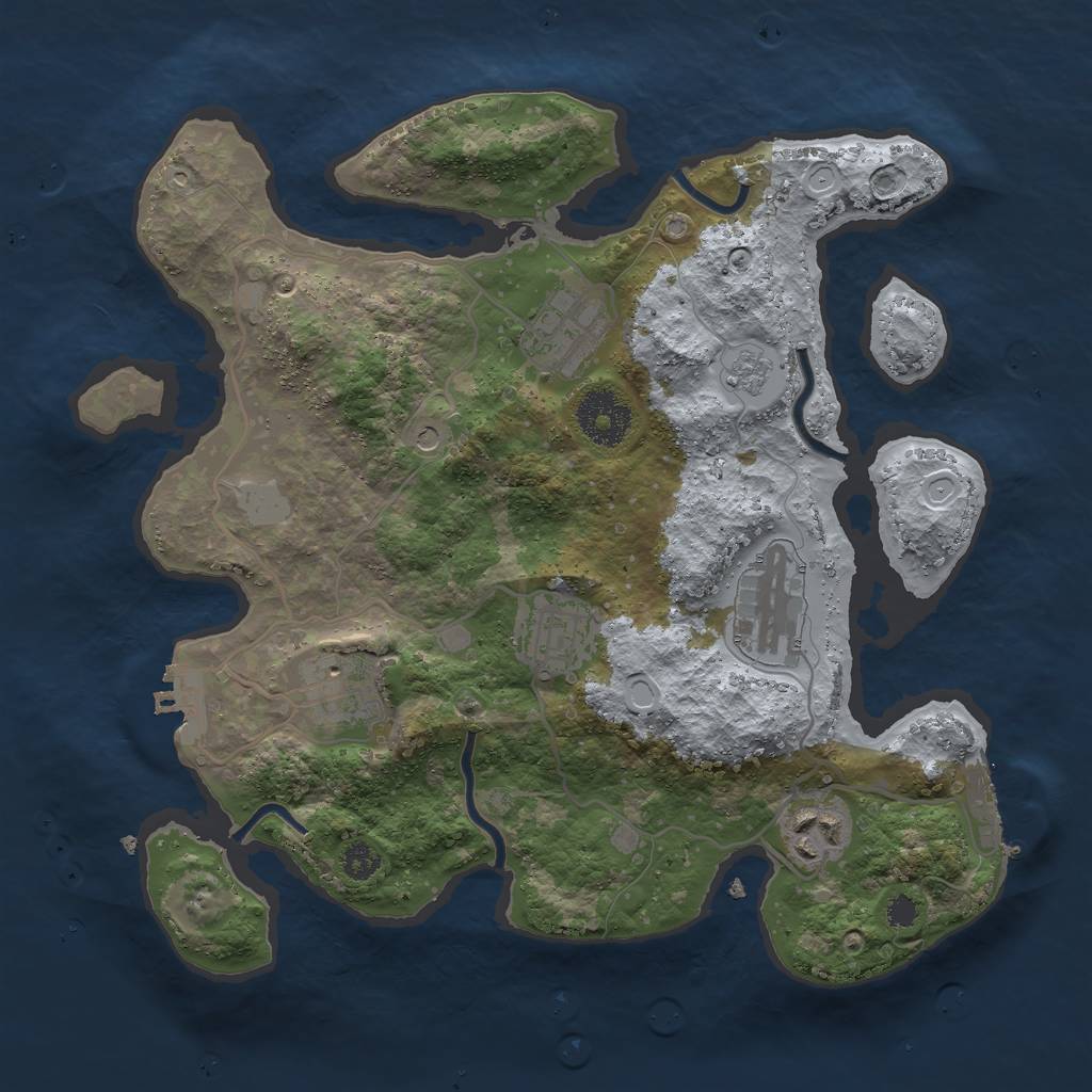 Rust Map: Procedural Map, Size: 3000, Seed: 852669, 12 Monuments