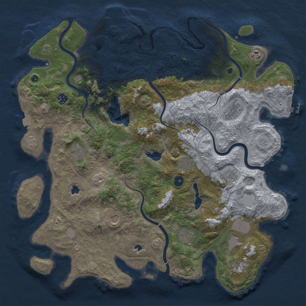 Rust Map: Procedural Map, Size: 4500, Seed: 51684812, 17 Monuments