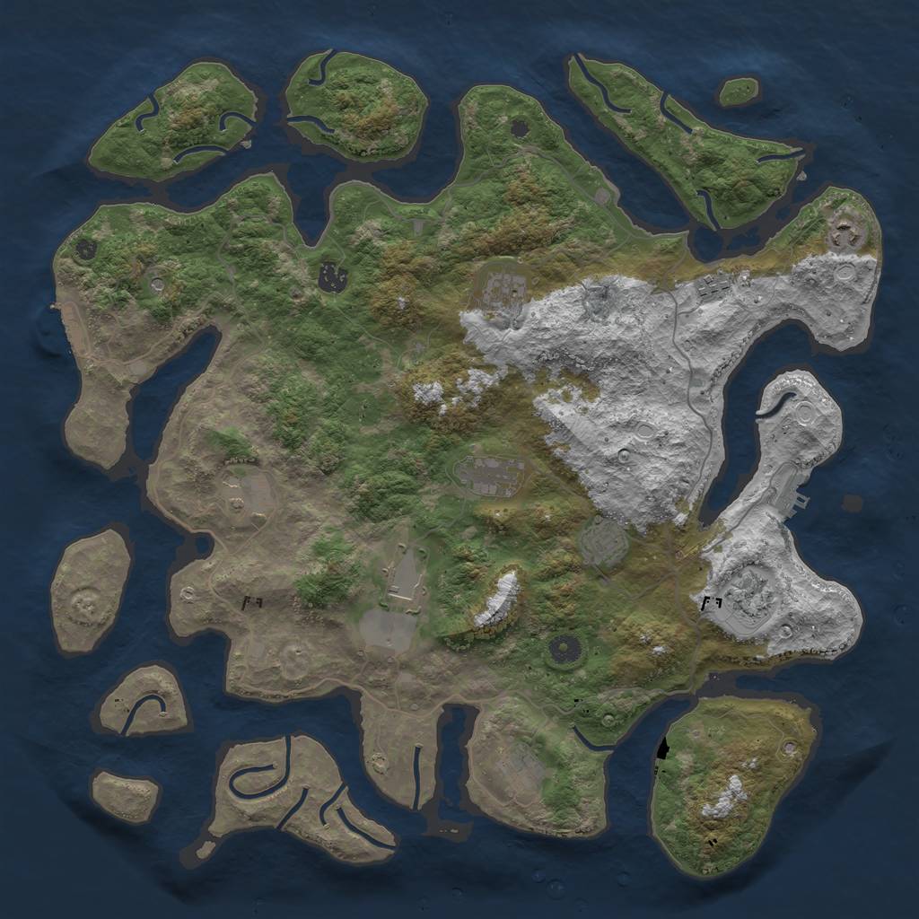 Rust Map: Procedural Map, Size: 4500, Seed: 51684812, 18 Monuments