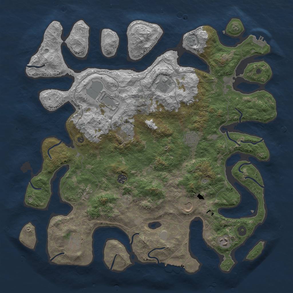 Rust Map: Procedural Map, Size: 4500, Seed: 1414370923, 18 Monuments