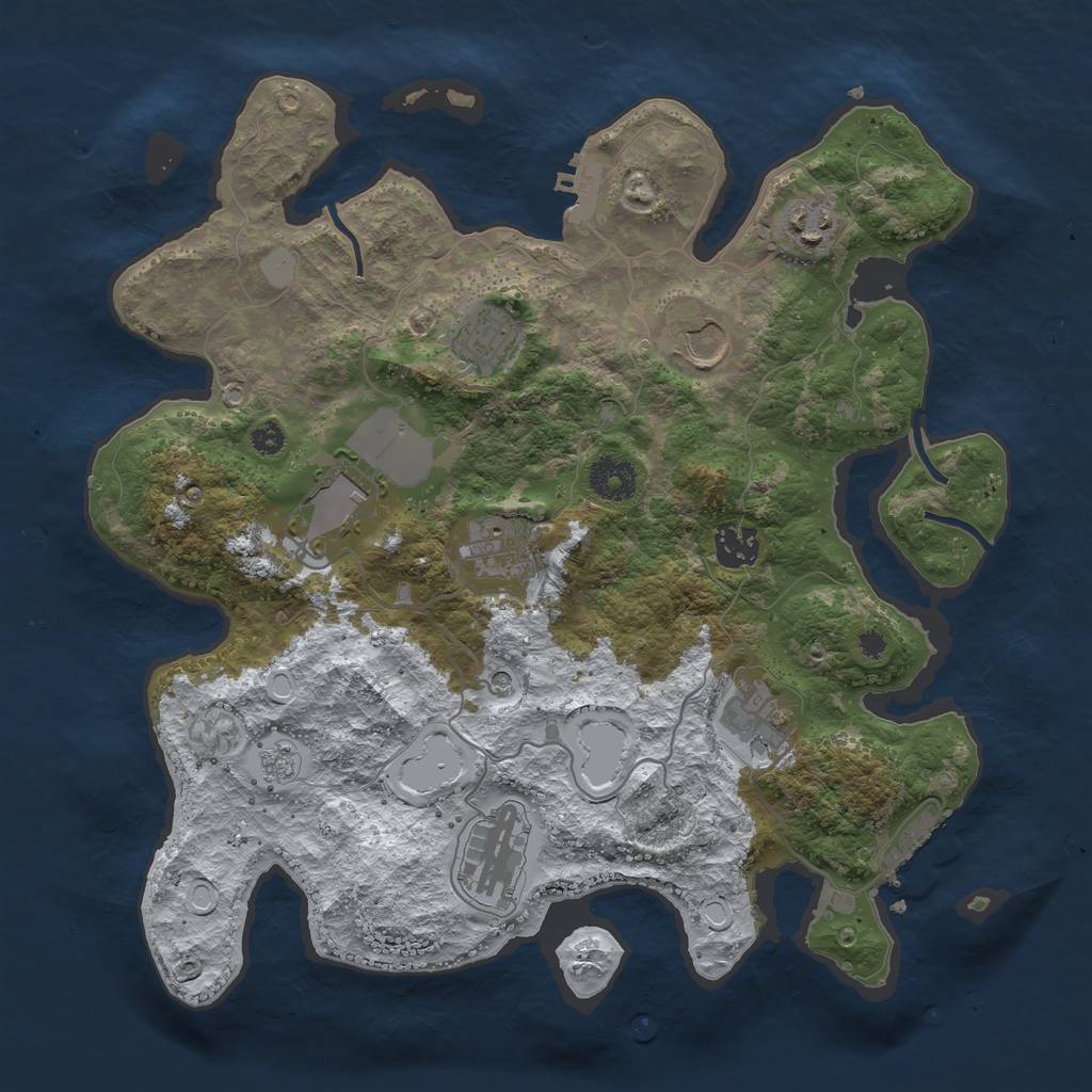 Rust Map: Procedural Map, Size: 3500, Seed: 9565729, 17 Monuments