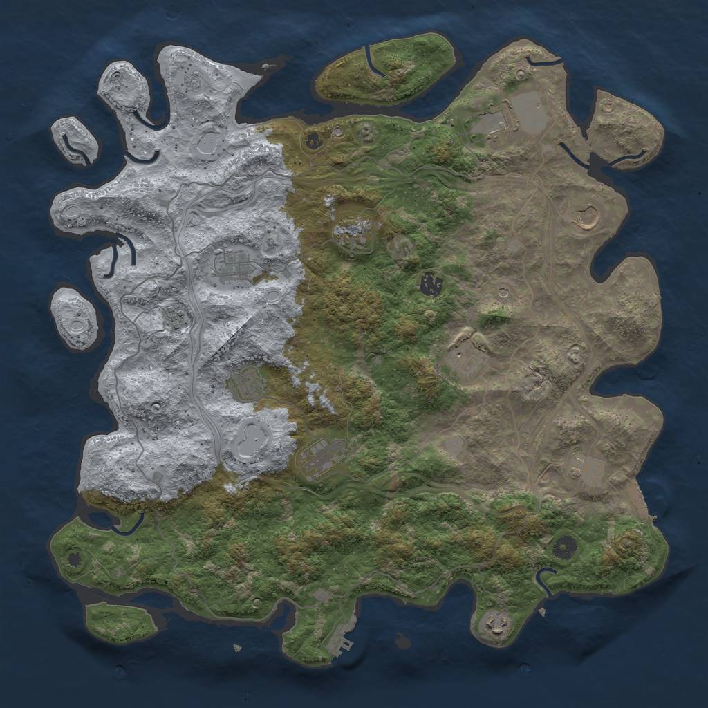 Rust Map: Procedural Map, Size: 4500, Seed: 2355, 18 Monuments
