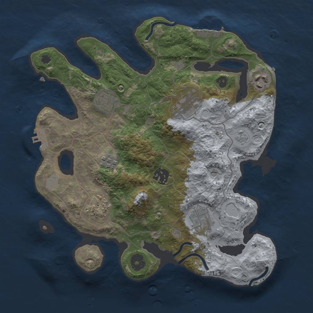 Rust Map: Procedural Map, Size: 3000, Seed: 122092941, 14 Monuments