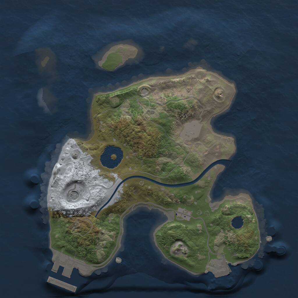 Rust Map: Procedural Map, Size: 2000, Seed: 98495, 3 Monuments