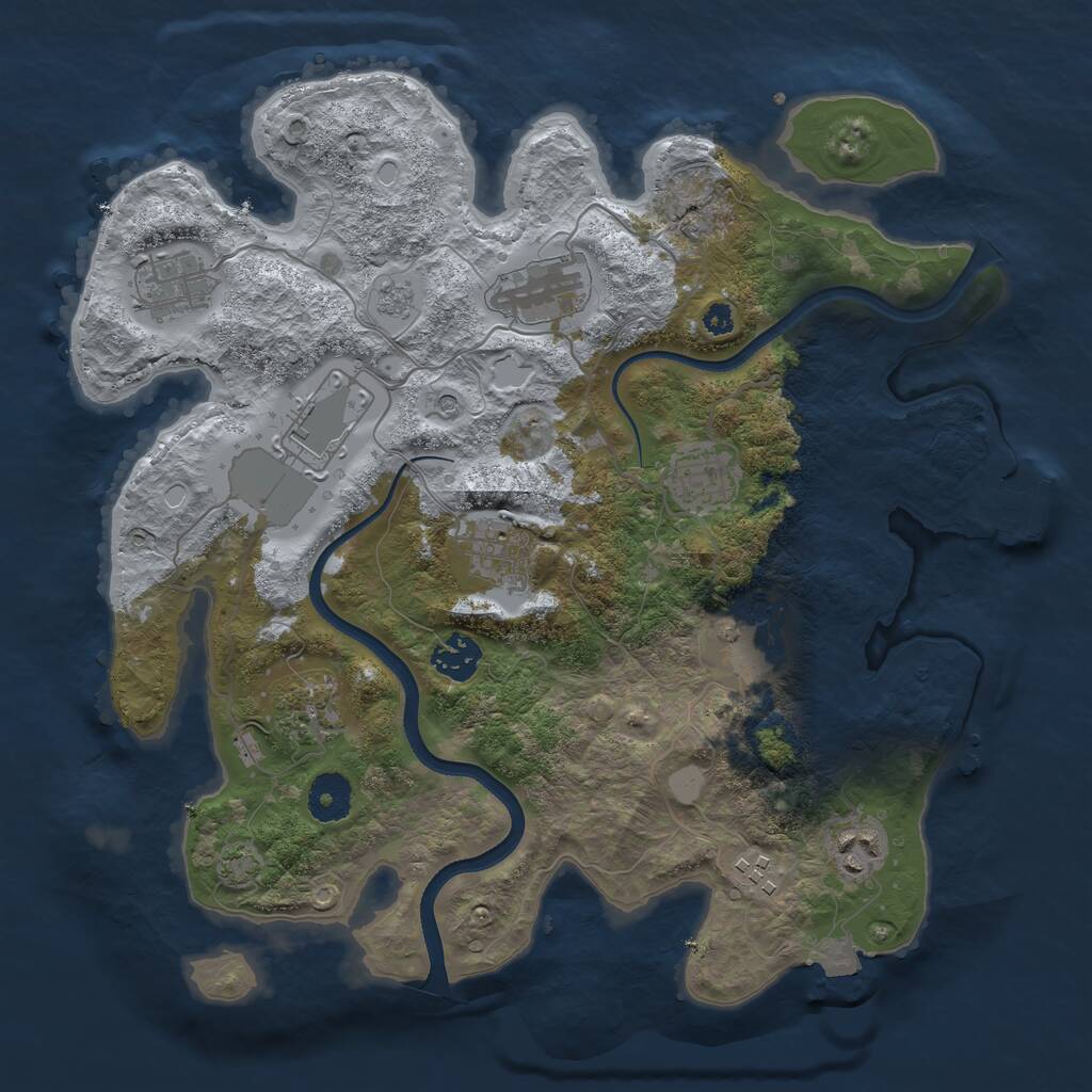 Rust Map: Procedural Map, Size: 3500, Seed: 29377283, 15 Monuments