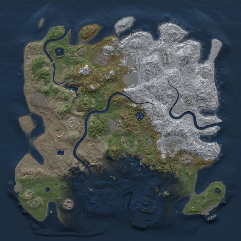 Rust Map: Procedural Map, Size: 4000, Seed: 453933, 16 Monuments