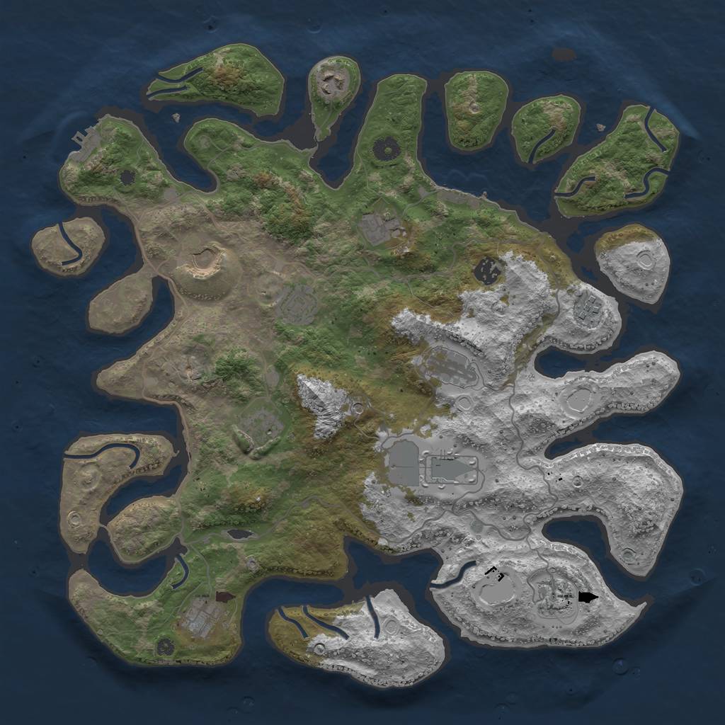 Rust Map: Procedural Map, Size: 4250, Seed: 1643214286, 19 Monuments