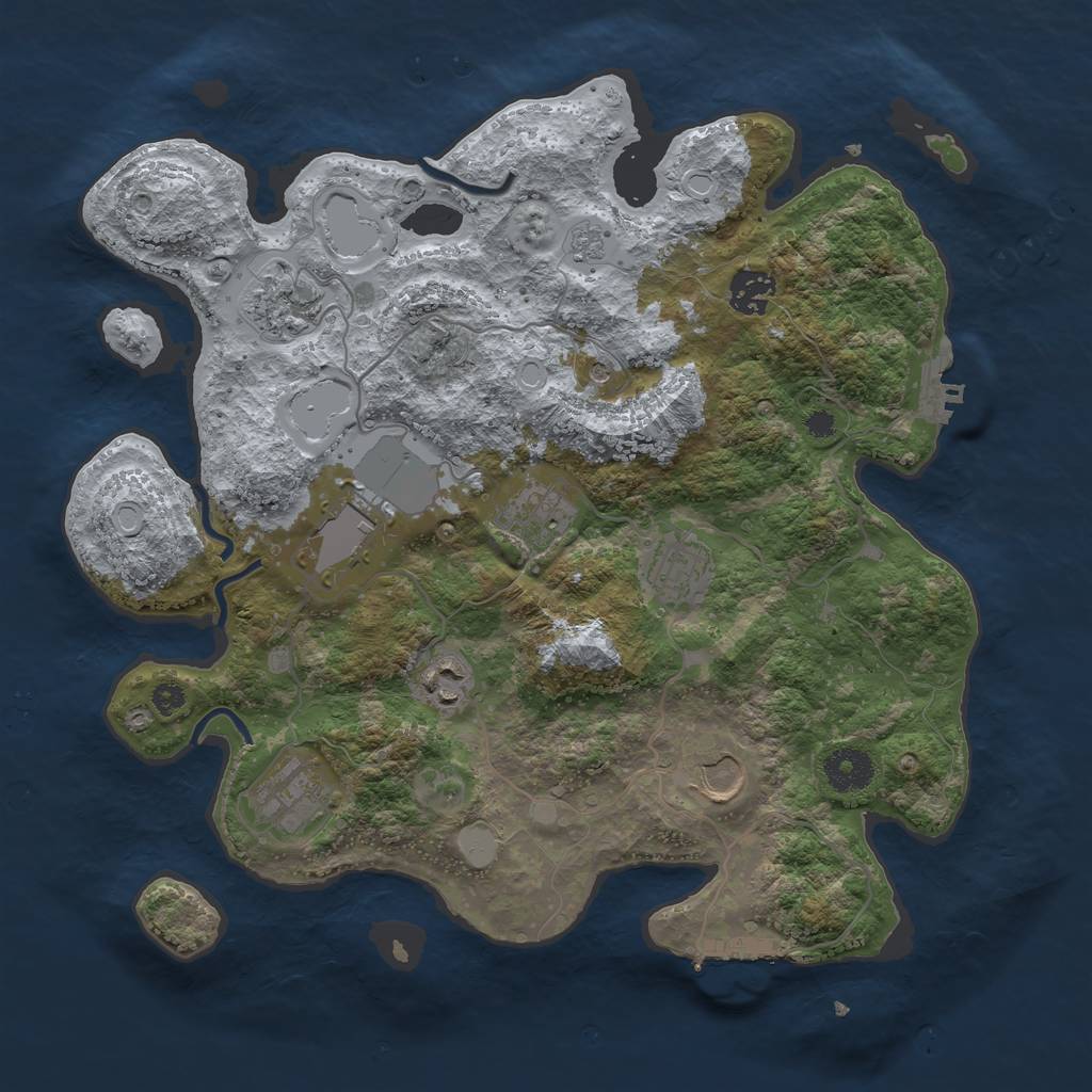 Rust Map: Procedural Map, Size: 3500, Seed: 2568550, 15 Monuments