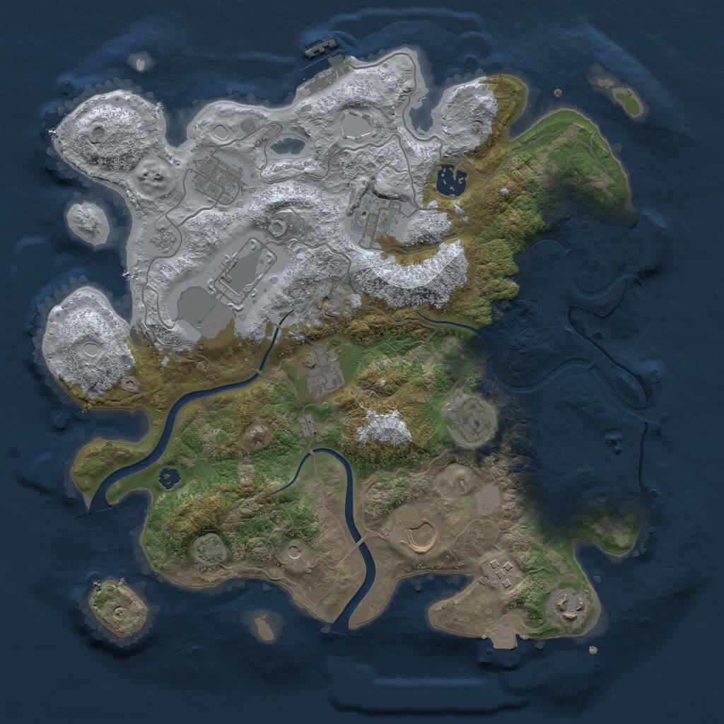 Rust Map: Procedural Map, Size: 3500, Seed: 2568550, 15 Monuments