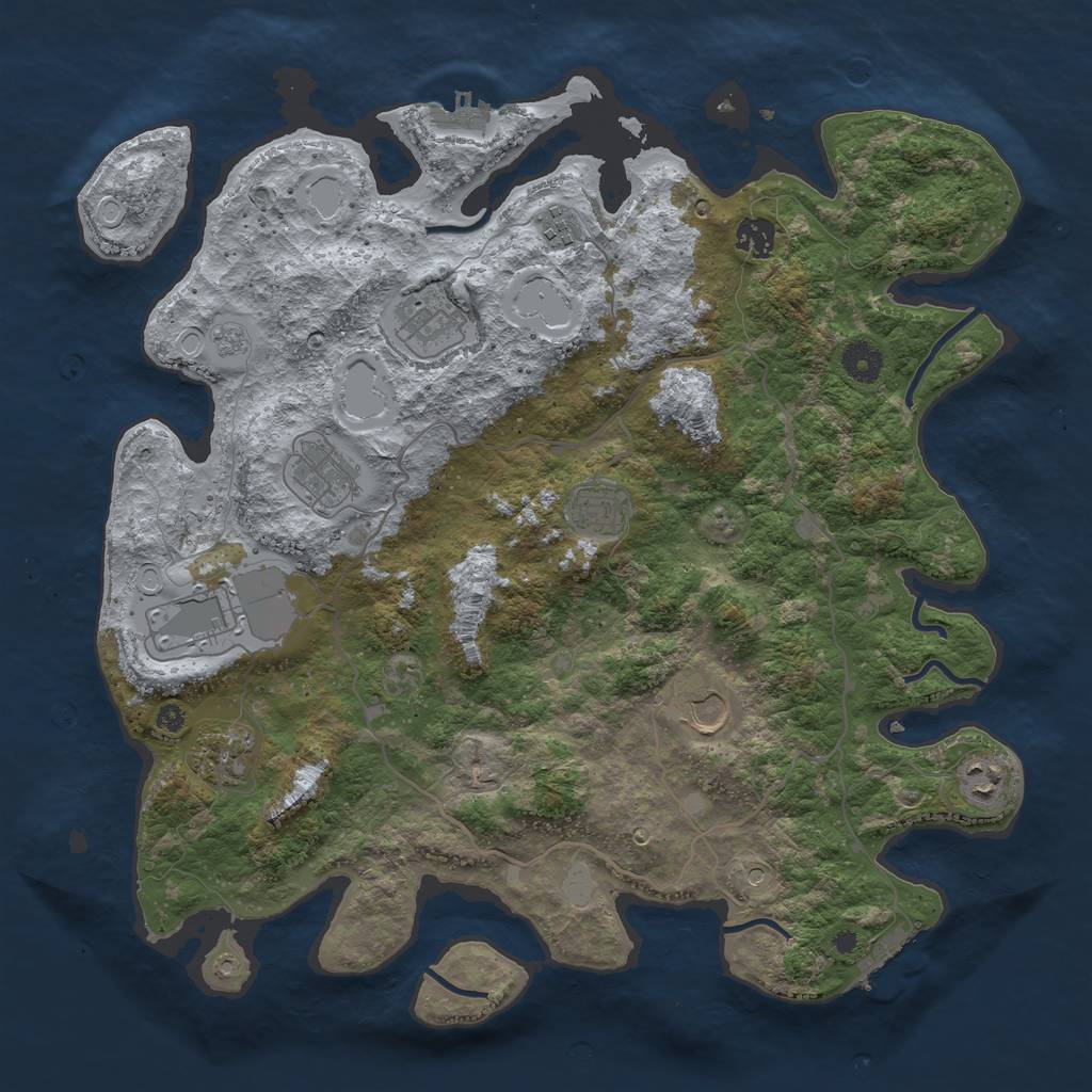 Rust Map: Procedural Map, Size: 4000, Seed: 735439990, 16 Monuments