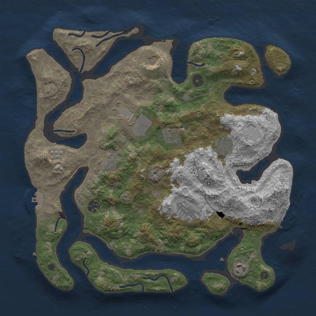 Rust Map: Procedural Map, Size: 4000, Seed: 169138, 17 Monuments