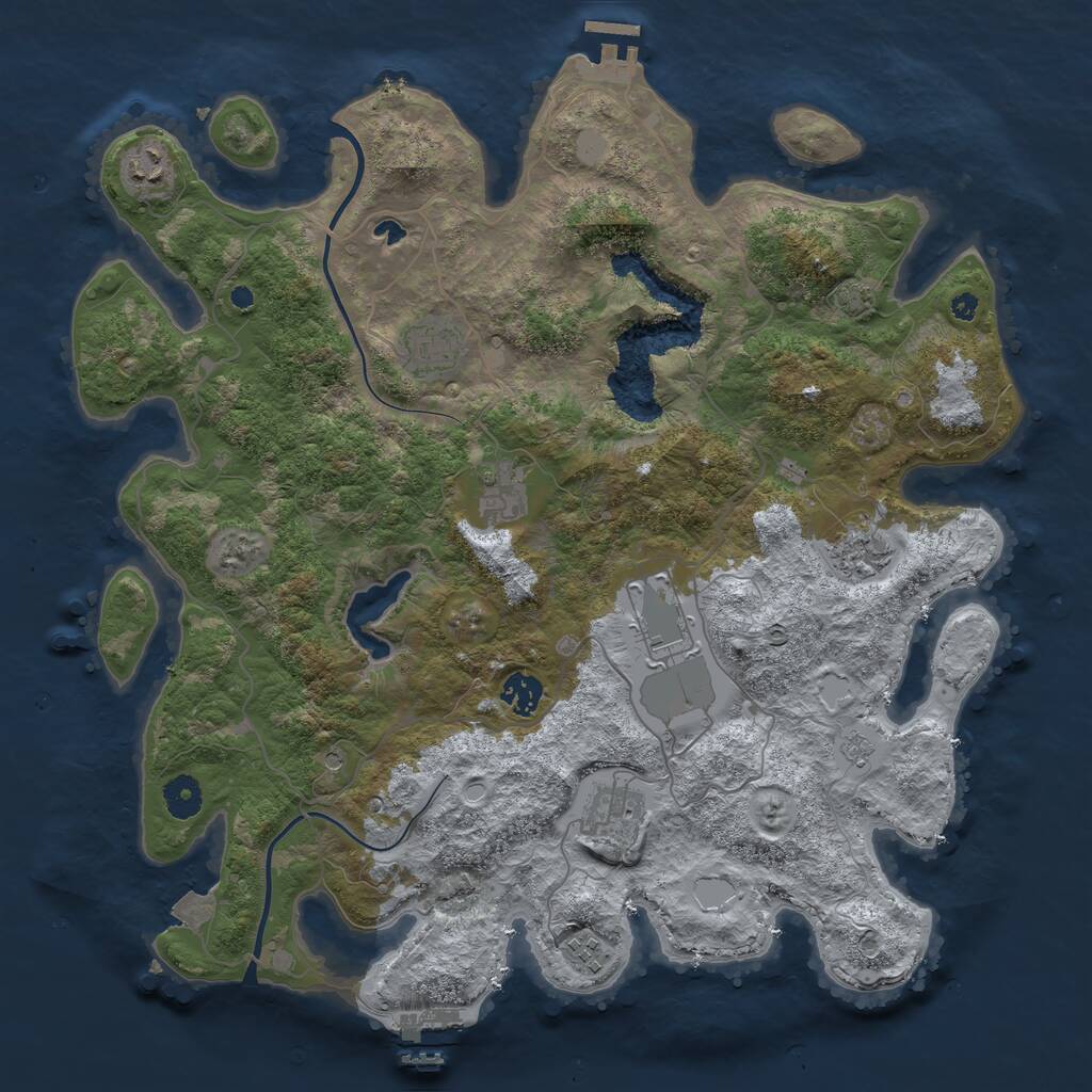 Rust Map: Procedural Map, Size: 4000, Seed: 1889871009, 14 Monuments