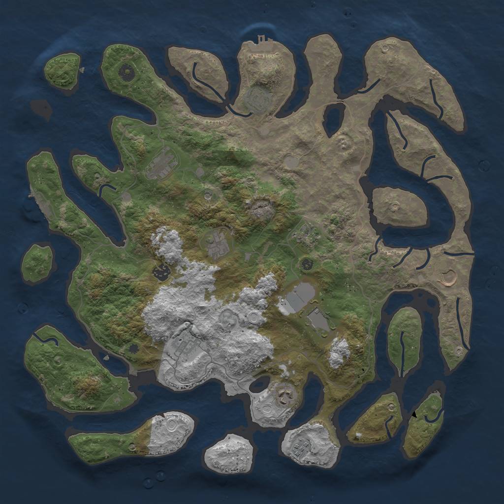 Rust Map: Procedural Map, Size: 4500, Seed: 80599600, 18 Monuments