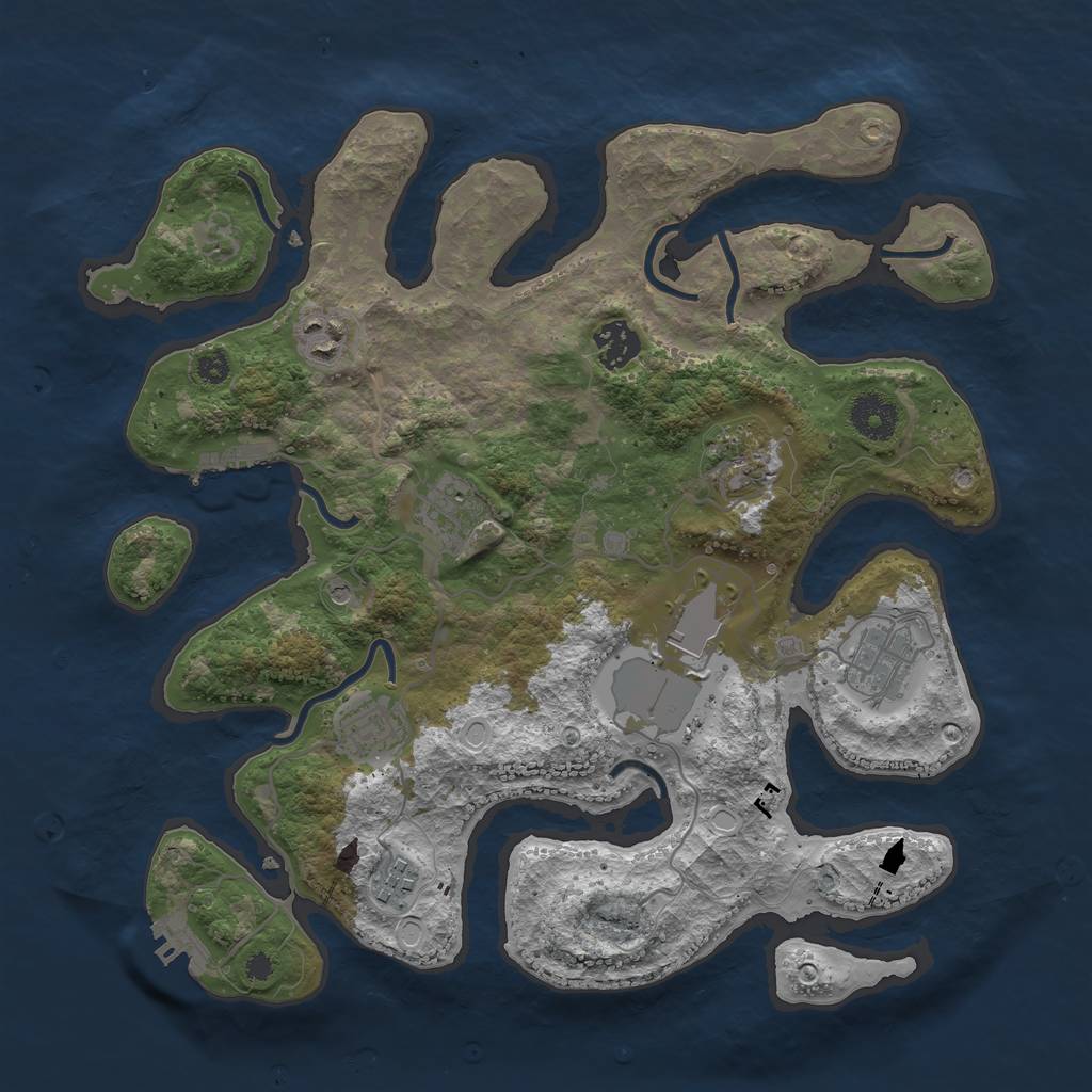 Rust Map: Procedural Map, Size: 3500, Seed: 1922934757, 16 Monuments