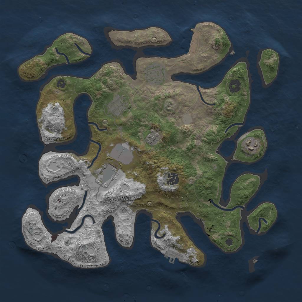 Rust Map: Procedural Map, Size: 3500, Seed: 16658, 14 Monuments