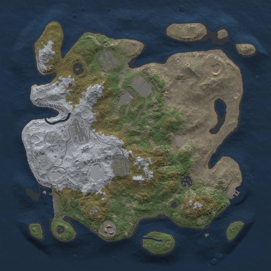Rust Map: Procedural Map, Size: 3500, Seed: 1883044127, 14 Monuments