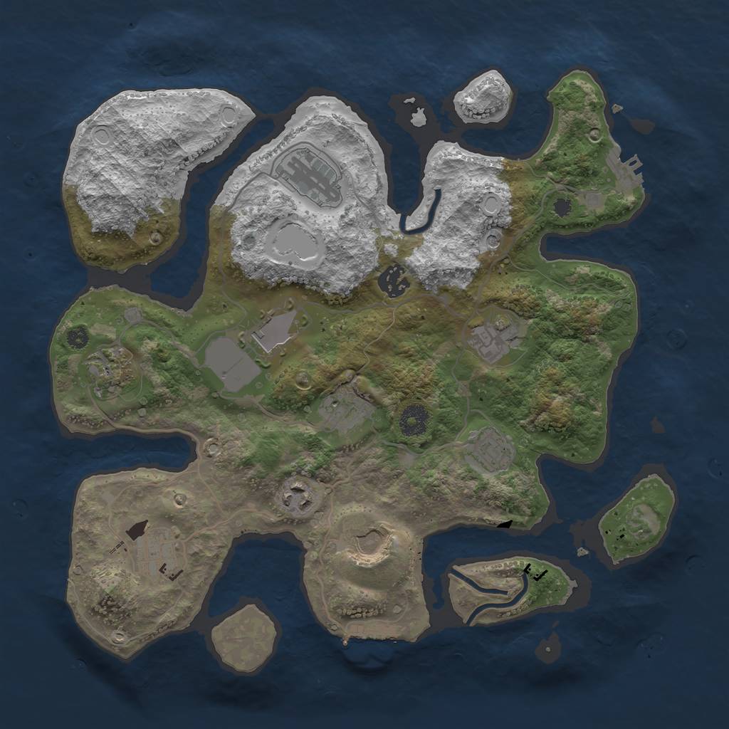 Rust Map: Procedural Map, Size: 3500, Seed: 8823125, 18 Monuments