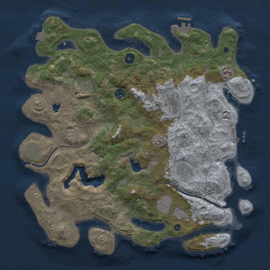 Rust Map: Procedural Map, Size: 4000, Seed: 389307, 14 Monuments
