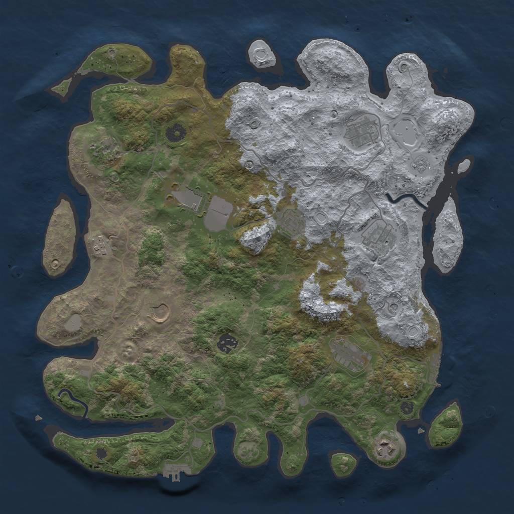 Rust Map: Procedural Map, Size: 4000, Seed: 557811, 17 Monuments