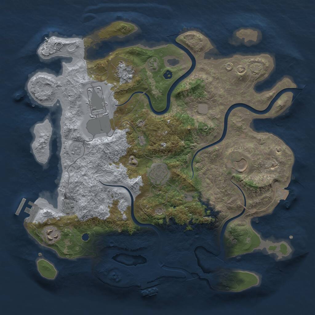 Rust Map: Procedural Map, Size: 3500, Seed: 76886022, 12 Monuments